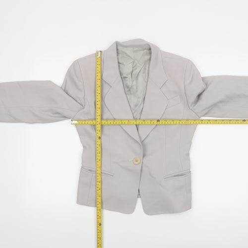 Hobbs Women Grey Wool Blazer Size 8 Classic Single-Breasted Jacket