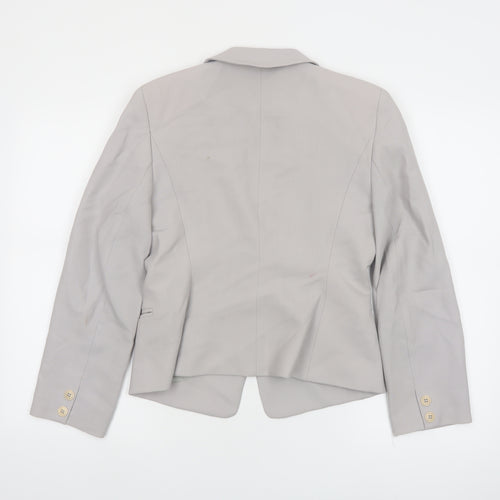 Hobbs Women Grey Wool Blazer Size 8 Classic Single-Breasted Jacket