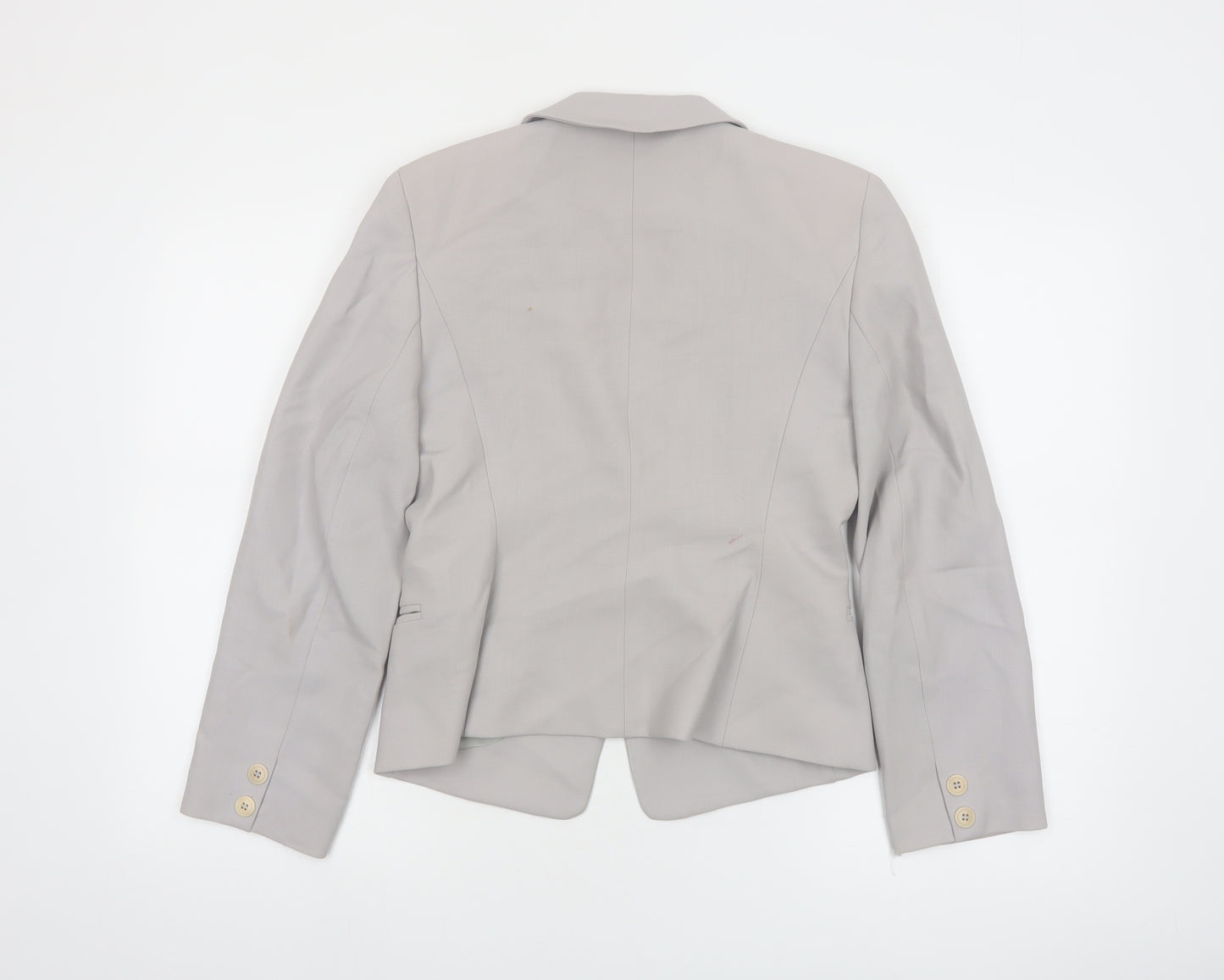 Hobbs Women Grey Wool Blazer Size 8 Classic Single-Breasted Jacket