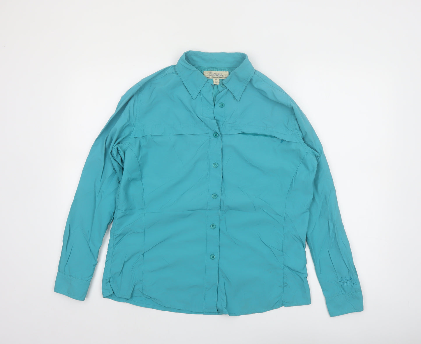 Cabela's Women's Blue Long Sleeve Button-Up Nylon Shirt Size S