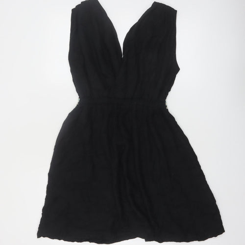 French Connection Women's Black Beaded A-Line Party Dress Size 8