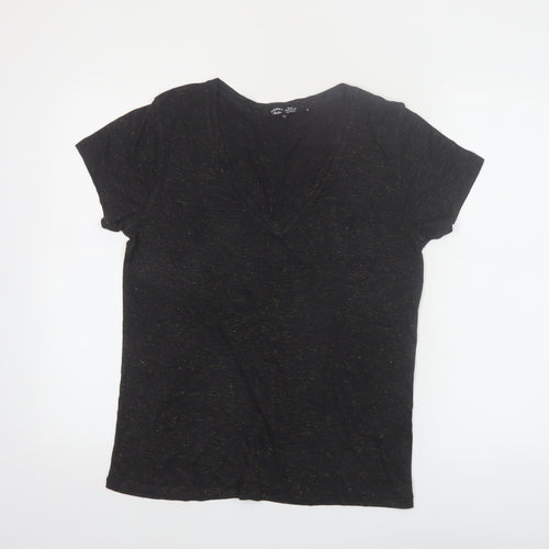 Superdry Women's Black V-Neck Short Sleeve Jersey T-Shirt Size 8
