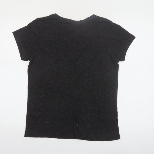 Superdry Women's Black V-Neck Short Sleeve Jersey T-Shirt Size 8