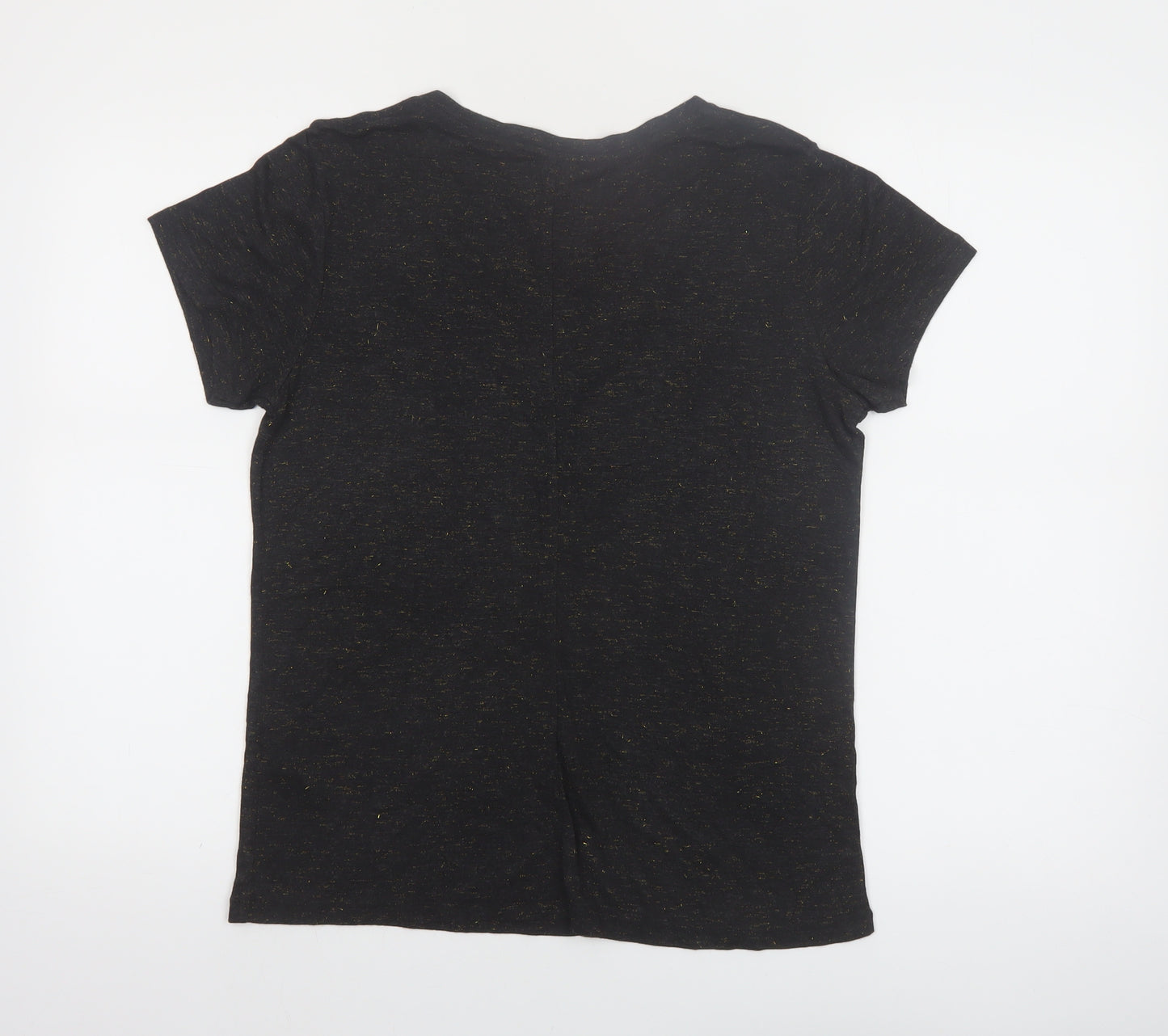 Superdry Women's Black V-Neck Short Sleeve Jersey T-Shirt Size 8