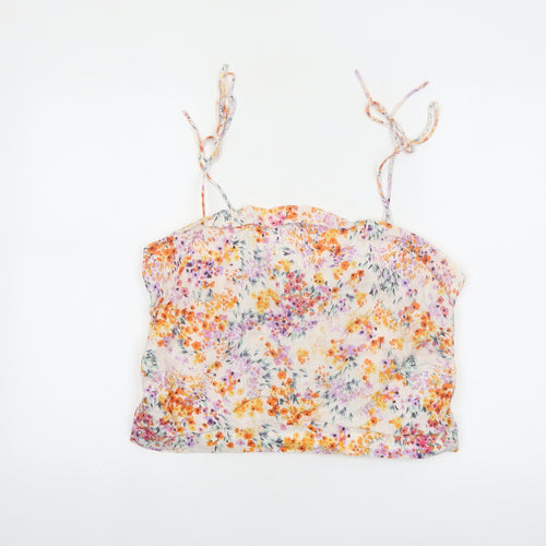 H&M Womens Multicoloured Floral Linen Camisole Top XL