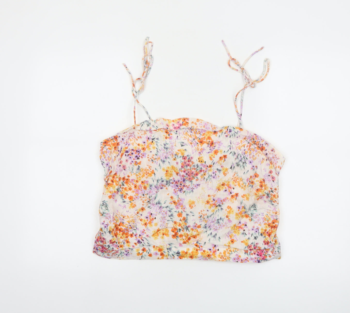 H&M Womens Multicoloured Floral Linen Camisole Top XL