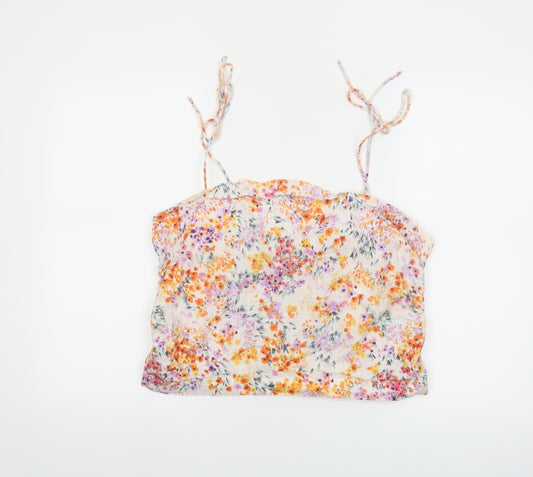 H&M Womens Multicoloured Floral Linen Camisole Top XL