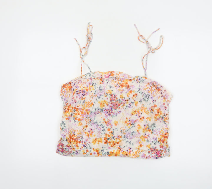 H&M Womens Multicoloured Floral Linen Camisole Top XL