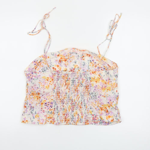 H&M Womens Multicoloured Floral Linen Camisole Top XL