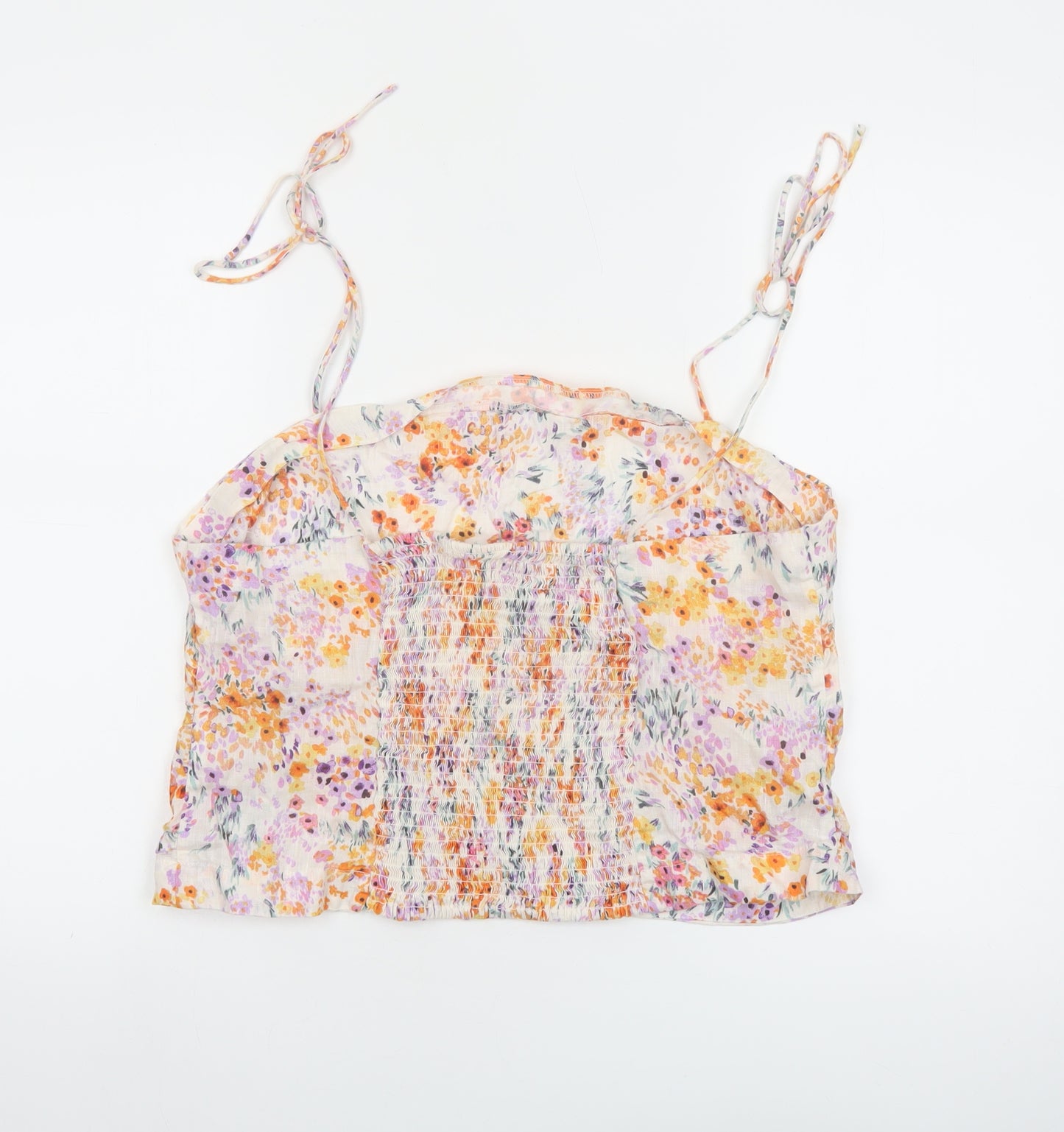 H&M Womens Multicoloured Floral Linen Camisole Top XL