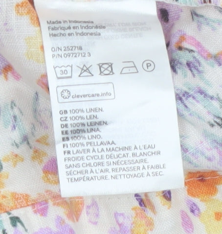 H&M Womens Multicoloured Floral Linen Camisole Top XL