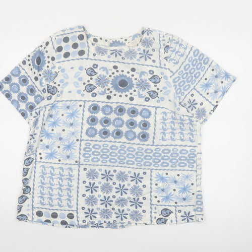 Next Women's Blue Floral Short Sleeve Tunic Blouse Size 16