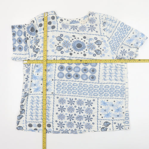 Next Women's Blue Floral Short Sleeve Tunic Blouse Size 16
