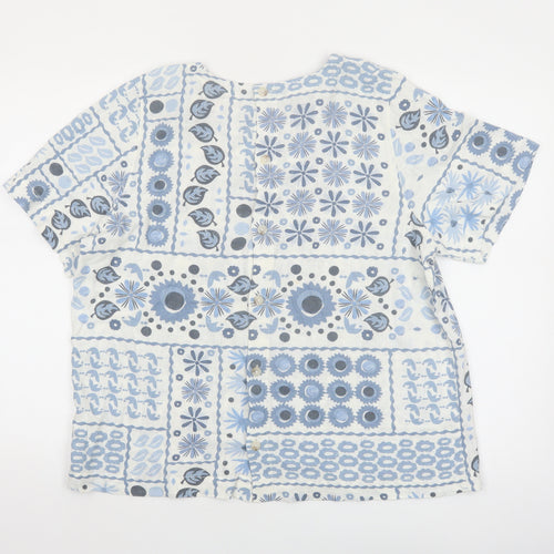 Next Women's Blue Floral Short Sleeve Tunic Blouse Size 16