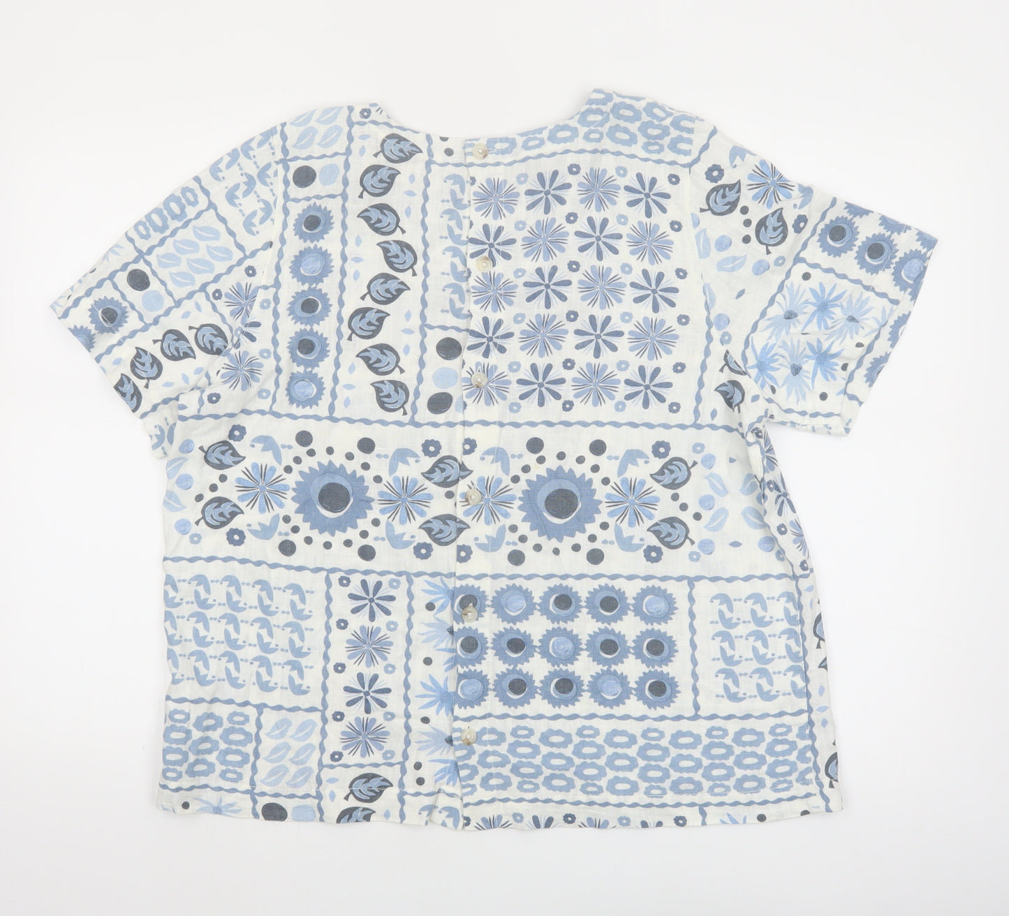 Next Women's Blue Floral Short Sleeve Tunic Blouse Size 16