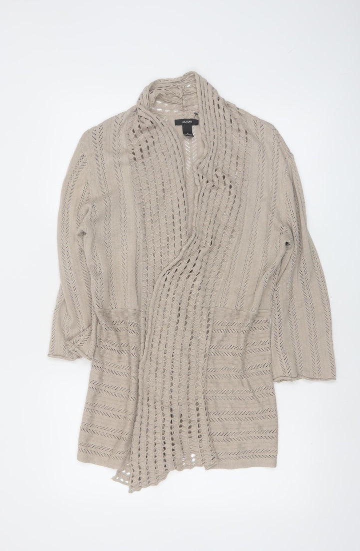 Alfani Women Beige Open-Knit 3/4 Sleeve Cardigan Size M