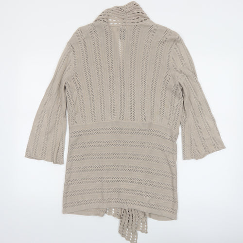 Alfani Women Beige Open-Knit 3/4 Sleeve Cardigan Size M