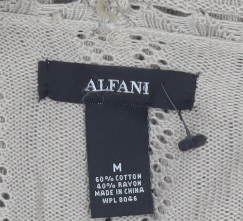 Alfani Women Beige Open-Knit 3/4 Sleeve Cardigan Size M