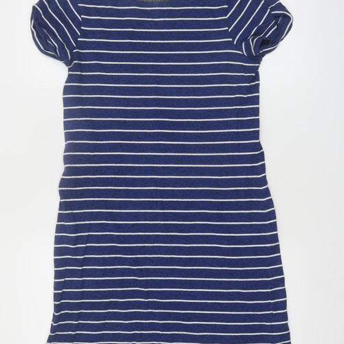 White Stuff Women’s Blue Striped Cotton T-Shirt Dress UK 12