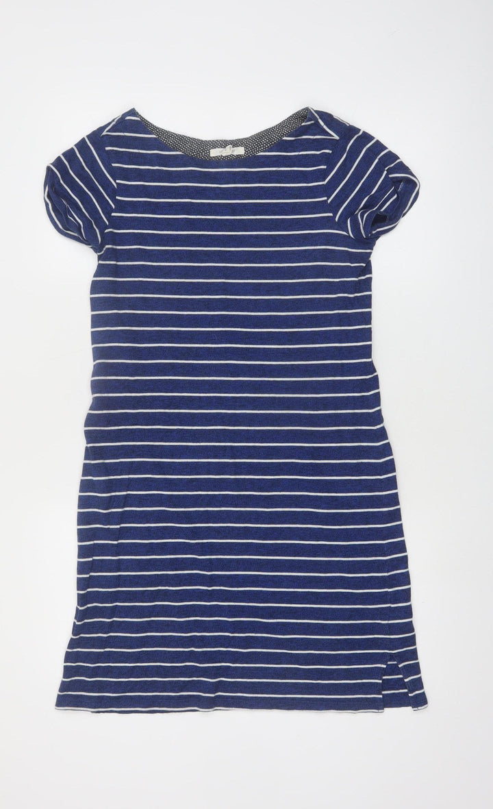 White Stuff Women’s Blue Striped Cotton T-Shirt Dress UK 12