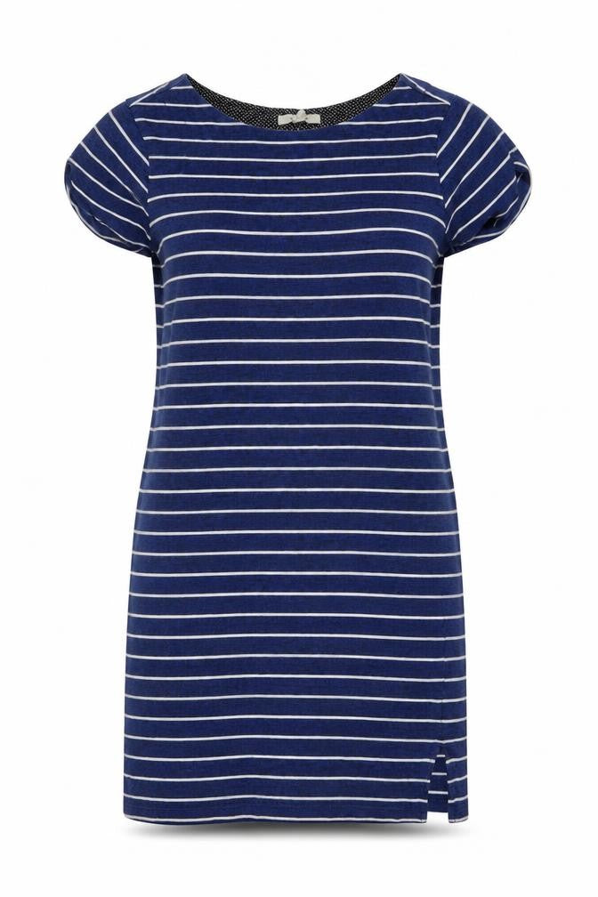 White Stuff Women’s Blue Striped Cotton T-Shirt Dress UK 12