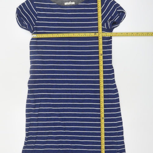White Stuff Women’s Blue Striped Cotton T-Shirt Dress UK 12