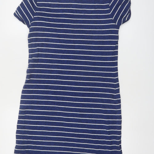 White Stuff Women’s Blue Striped Cotton T-Shirt Dress UK 12