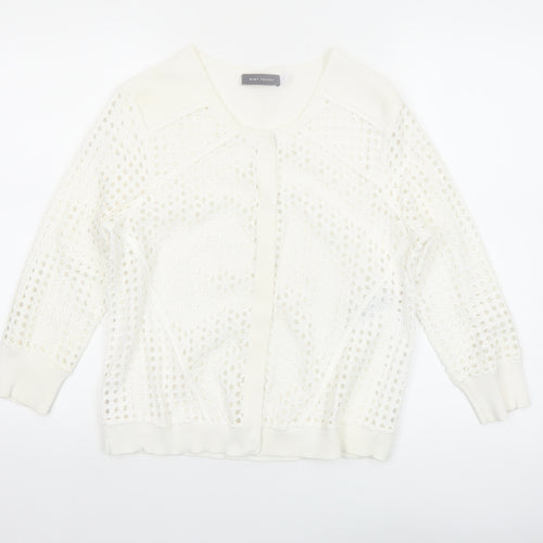 Mint Velvet Women White Size 10 Open Knit Cotton Cardigan