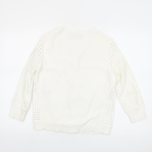 Mint Velvet Women White Size 10 Open Knit Cotton Cardigan