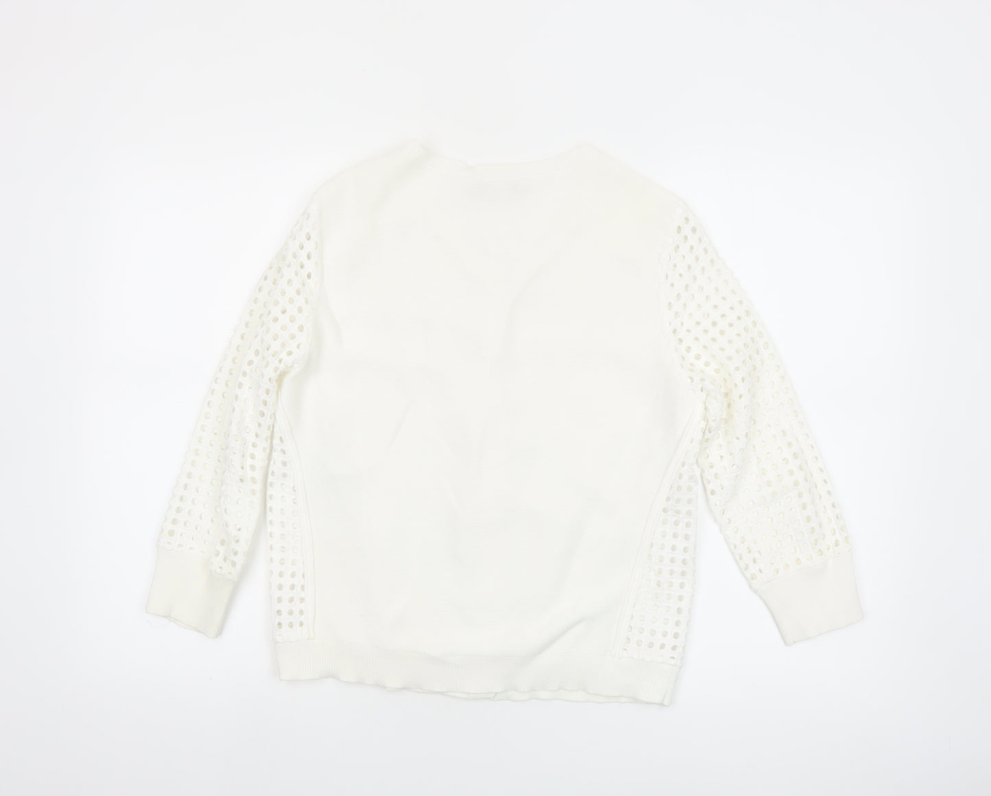 Mint Velvet Women White Size 10 Open Knit Cotton Cardigan