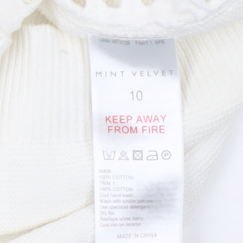 Mint Velvet Women White Size 10 Open Knit Cotton Cardigan
