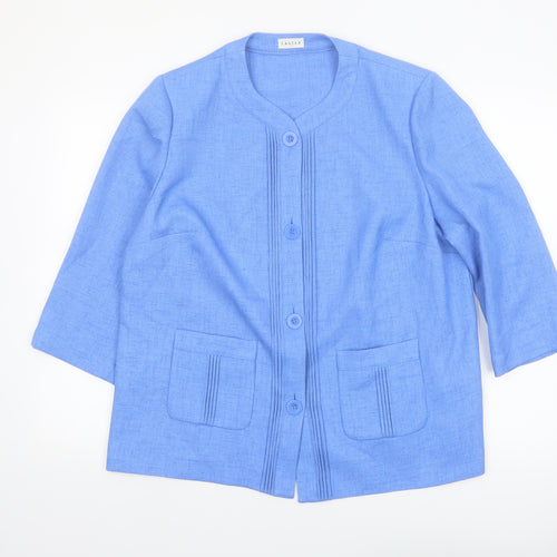 Eastex Women Blue Size 18 Woven Lined Suit Jacket