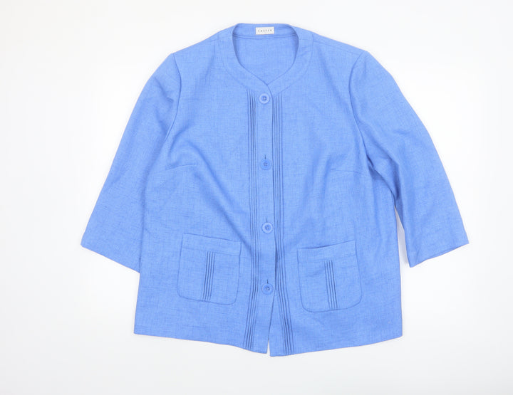 Eastex Women Blue Size 18 Woven Lined Suit Jacket