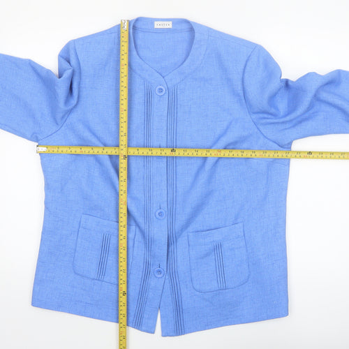 Eastex Women Blue Size 18 Woven Lined Suit Jacket
