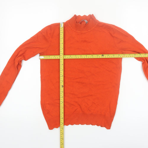Oasis Womens Orange Mock Neck Long Sleeve Cotton Knit Jumper XS