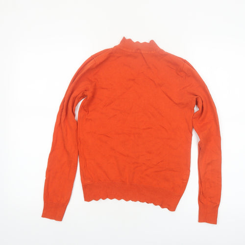 Oasis Womens Orange Mock Neck Long Sleeve Cotton Knit Jumper XS