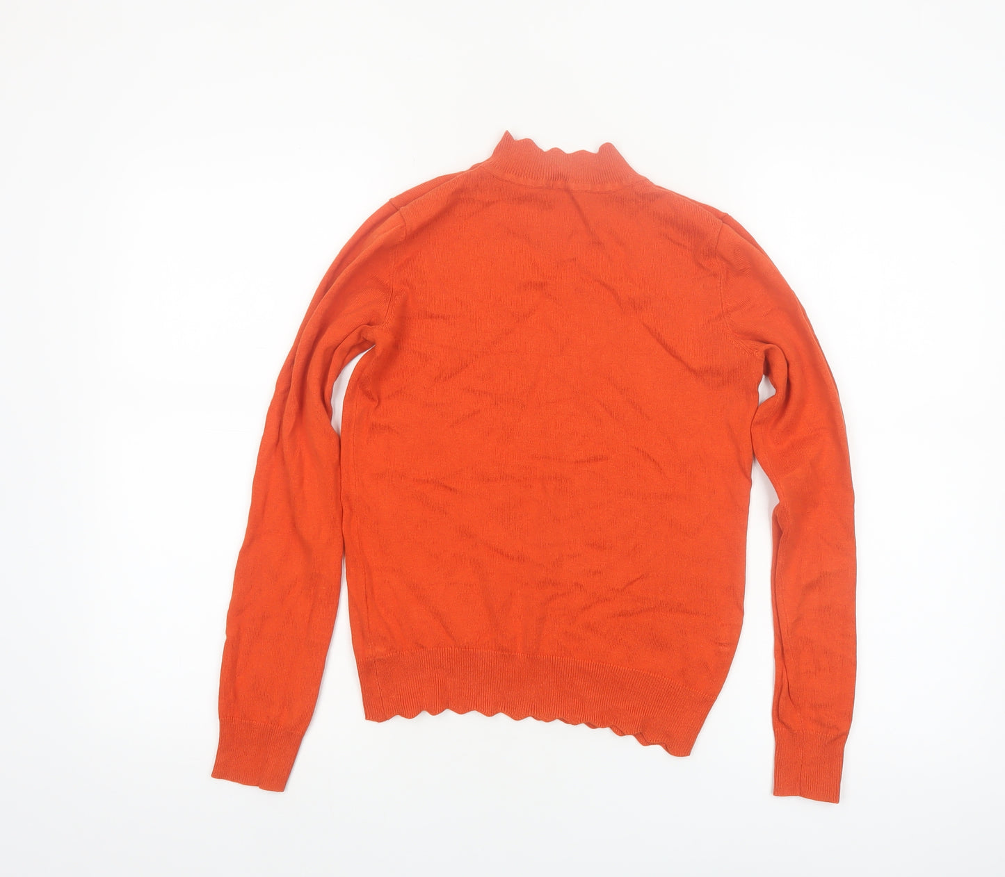 Oasis Womens Orange Mock Neck Long Sleeve Cotton Knit Jumper XS