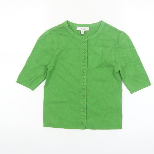 Marks and Spencer Women's Green XS Button-Up Knit Top