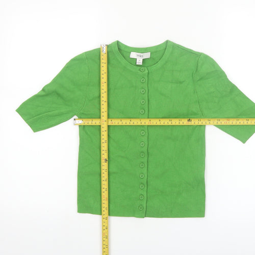 Marks and Spencer Women's Green XS Button-Up Knit Top