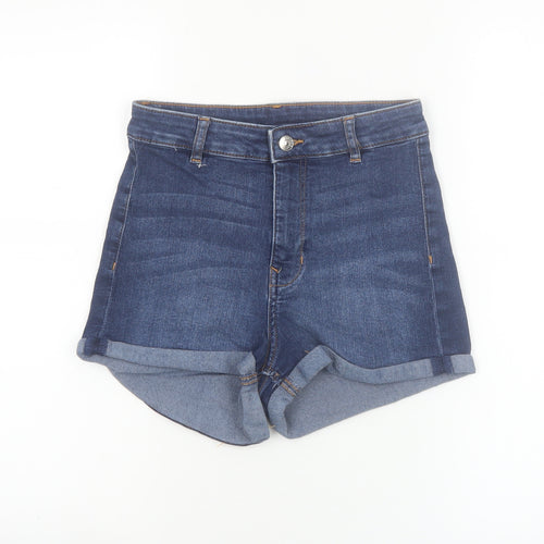 H&M Women’s Blue Denim High Rise Shorts Size 10 Regular Fit