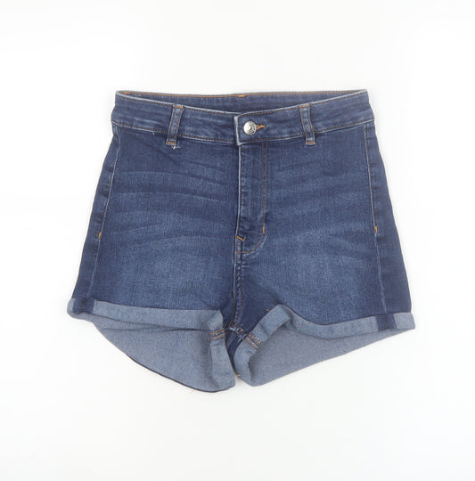 H&M Women’s Blue Denim High Rise Shorts Size 10 Regular Fit