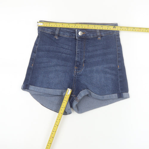 H&M Women’s Blue Denim High Rise Shorts Size 10 Regular Fit