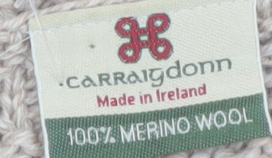 Carraig Donn Womens Beige Cable-Knit Cardigan Medium Merino Wool