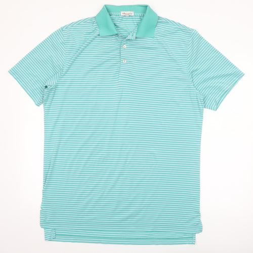 Peter Millar Men's Blue Striped Performance Polo Shirt M