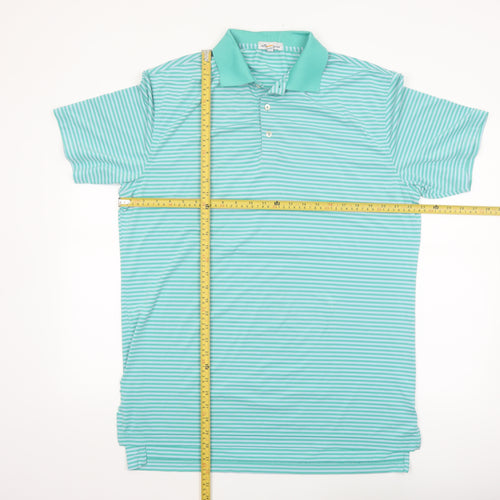 Peter Millar Men's Blue Striped Performance Polo Shirt M