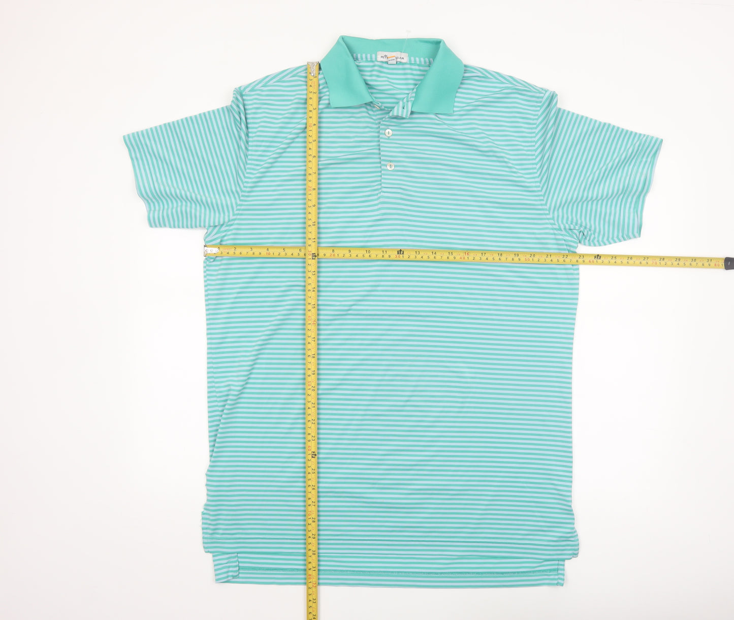 Peter Millar Men's Blue Striped Performance Polo Shirt M