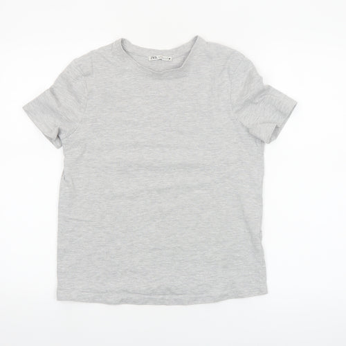 Zara Women Grey Basic Short Sleeve Cotton T-Shirt Size S