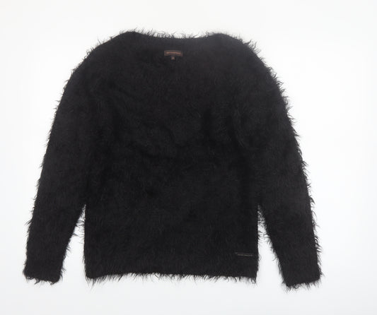 Adolfo Dominguez Women’s Black Fluffy Pullover Jumper Size S