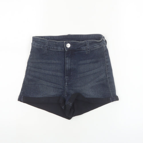 H&M Divided Women's Blue Denim High Rise Stretch Hot Pants Shorts Size 10