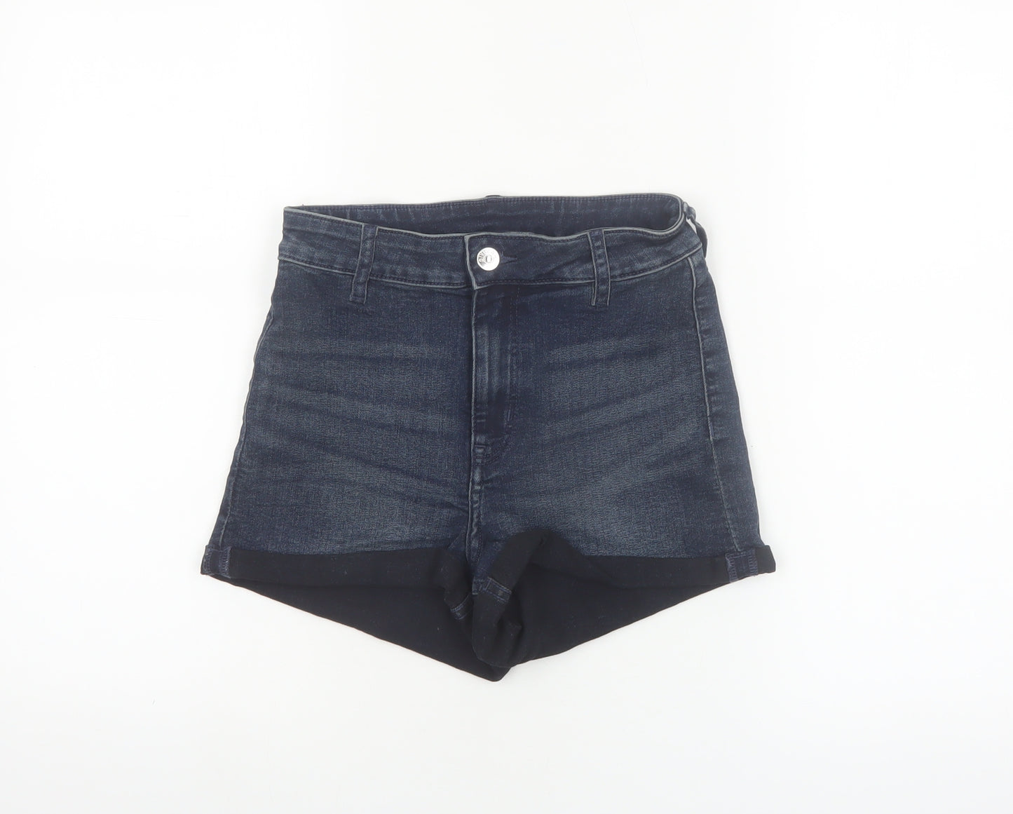 H&M Divided Women's Blue Denim High Rise Stretch Hot Pants Shorts Size 10
